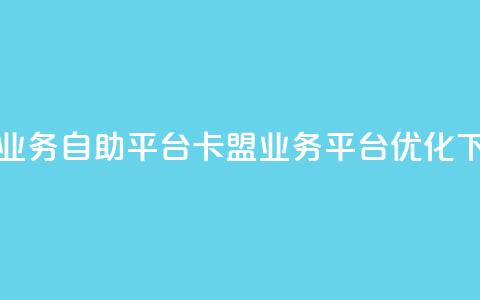 卡盟业务自助平台(卡盟业务平台优化) 第1张 卡盟业务自助平台(卡盟业务平台优化) 第1张